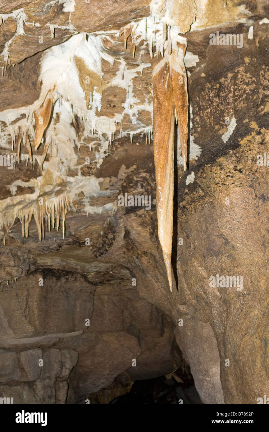 Martel's stalactite Marble Arch Caves Fermanagh Northern Ireland Stock Photo