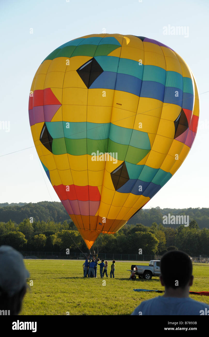 Hot air balloons in the air at the Dansville Balloon Festival, NY USA