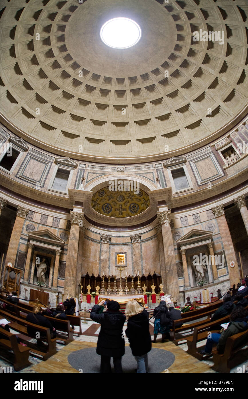Pantheon with a fish eye wide lens in Rome Italy Stock Photo