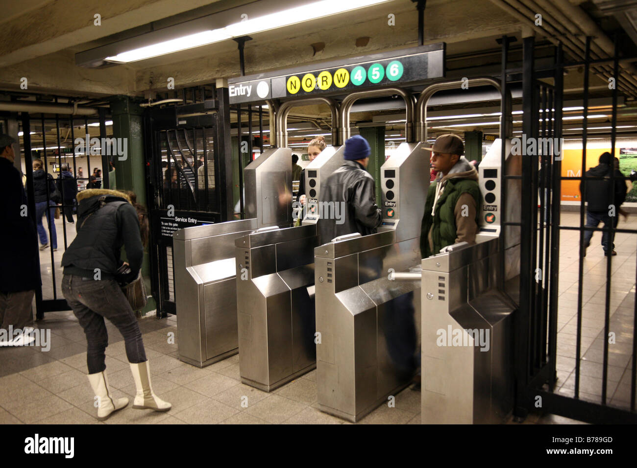 New York City subway turnstile Stock Photo Alamy