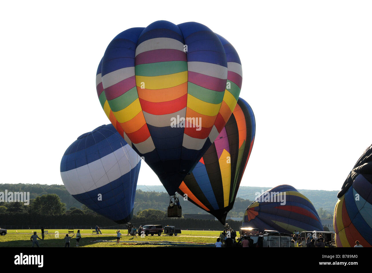 Hot air balloons in the air at the Dansville Balloon Festival, NY USA