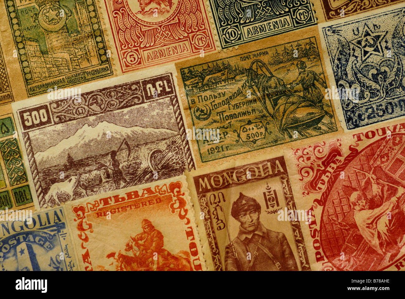 A colorful collection of old postage stamps from many countries Stock Photo  - Alamy