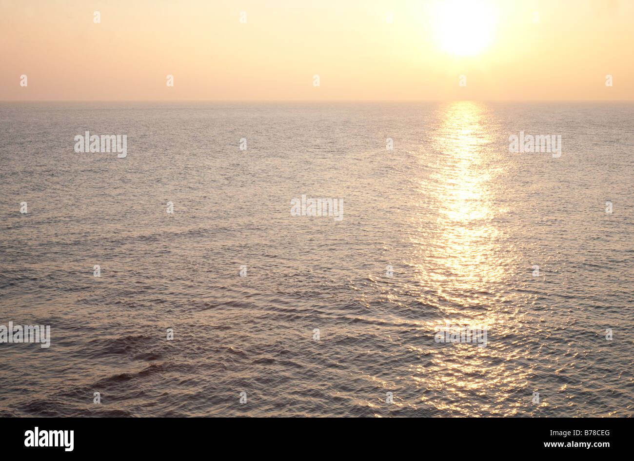 Evening sunshine on empty sea Stock Photo