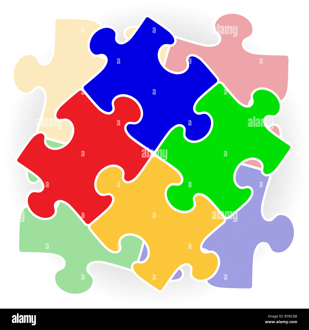 Interconnecting puzzle pieces Stock Photo