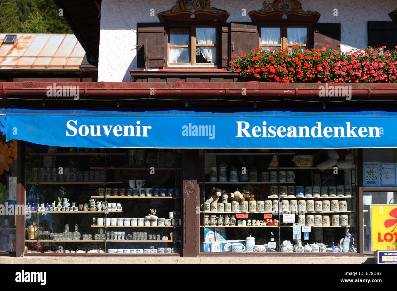 Souvenir shop in Spitzingsee, Upper Bavaria, Bavaria, Germany, Europe Stock Photo