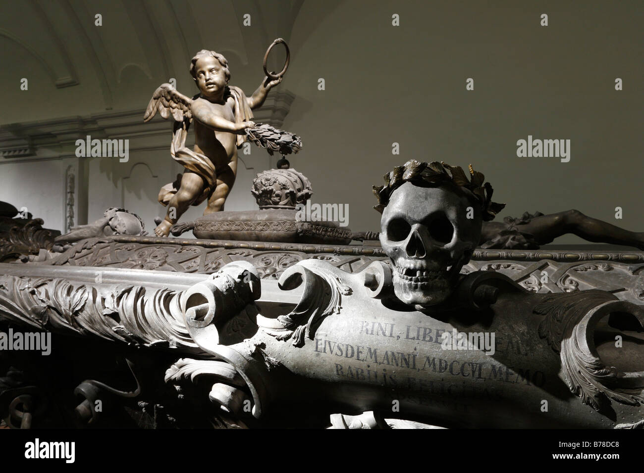 Kaiser Joseph I, sarcophagus, The Imperial Crypt, Kapuzinerkirche, Church of St. Mary of the Angels, Vienna, Austria, Europe Stock Photo