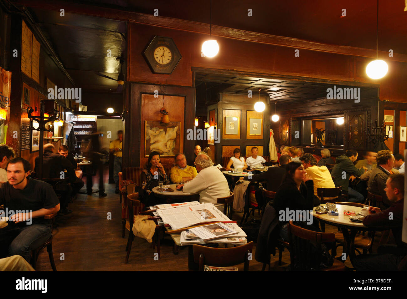 Café Hawelka, interior, Vienna, Austria, Europe Stock Photo
