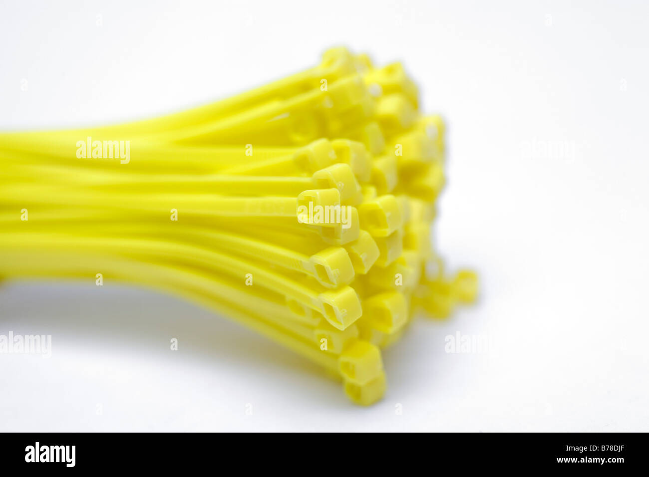 Plastic cable ties, Cut Out, Studio, White background Stock Photo