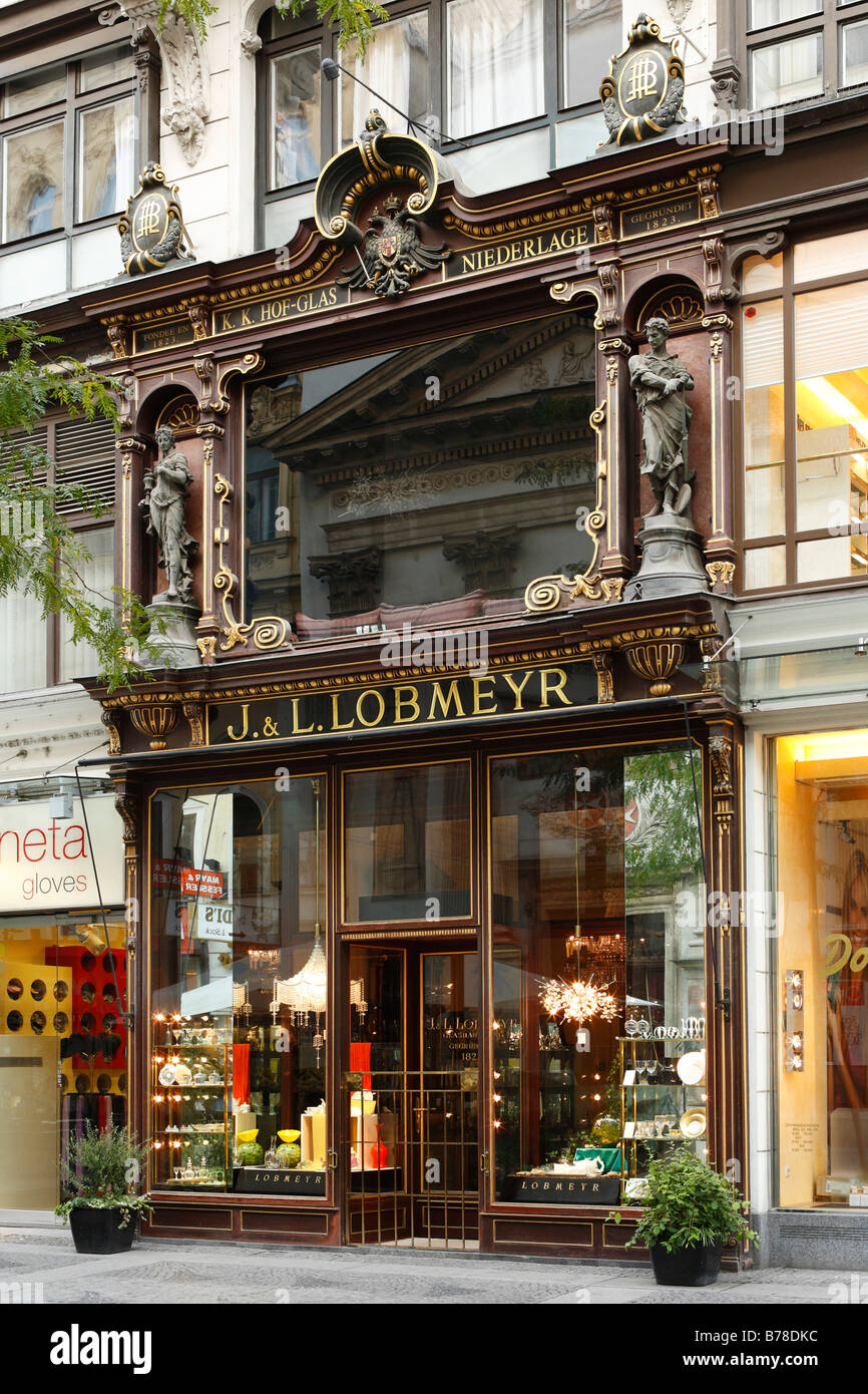 Glass store J. & L. Lobmeyr in Kaerntner Street, Vienna, Austria, Europe Stock Photo