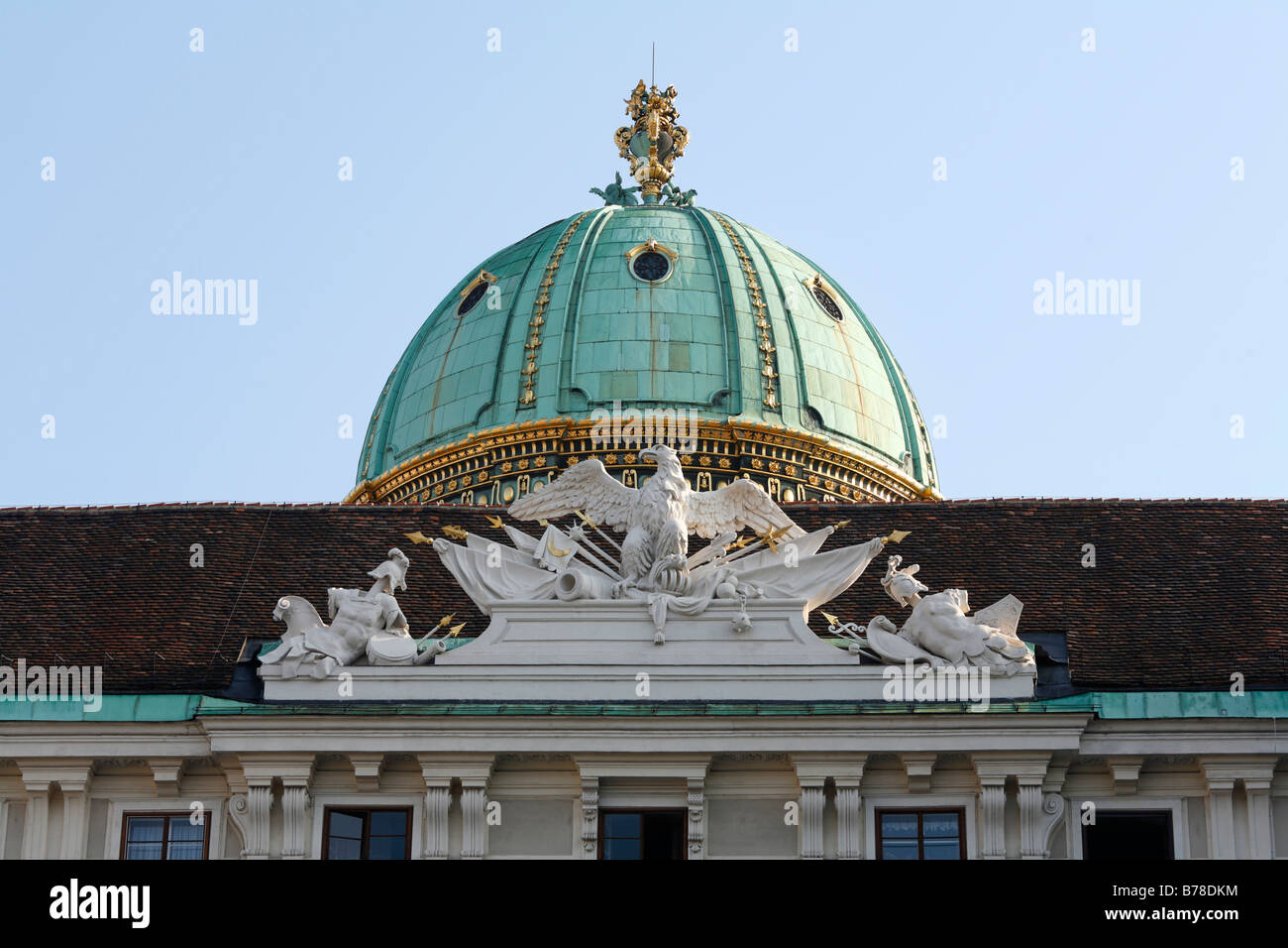 Cupola above Michaelertor, inner yard of Alte Hofburg, Vienna, Austria, Europe Stock Photo