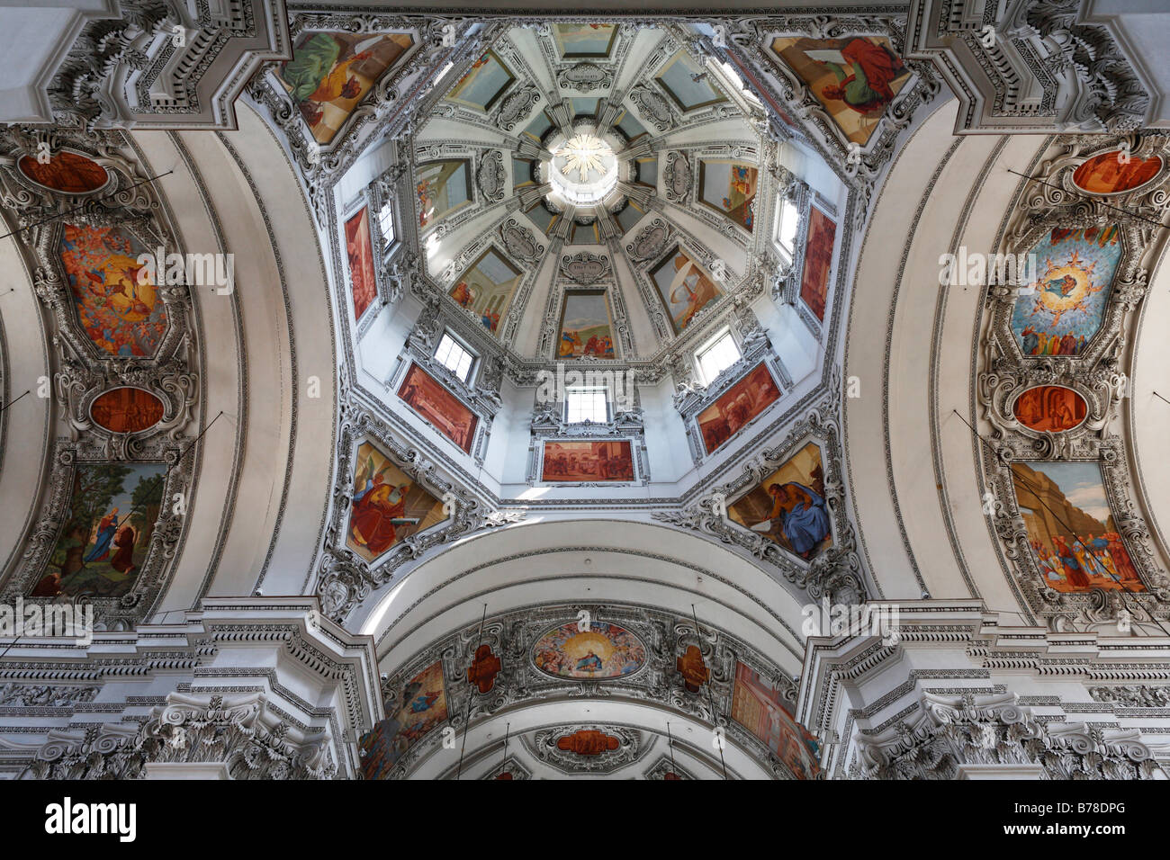 Interior view of the cupola of St. Rupert und Virgil cathedral, Salzburg, Austria, Europe Stock Photo