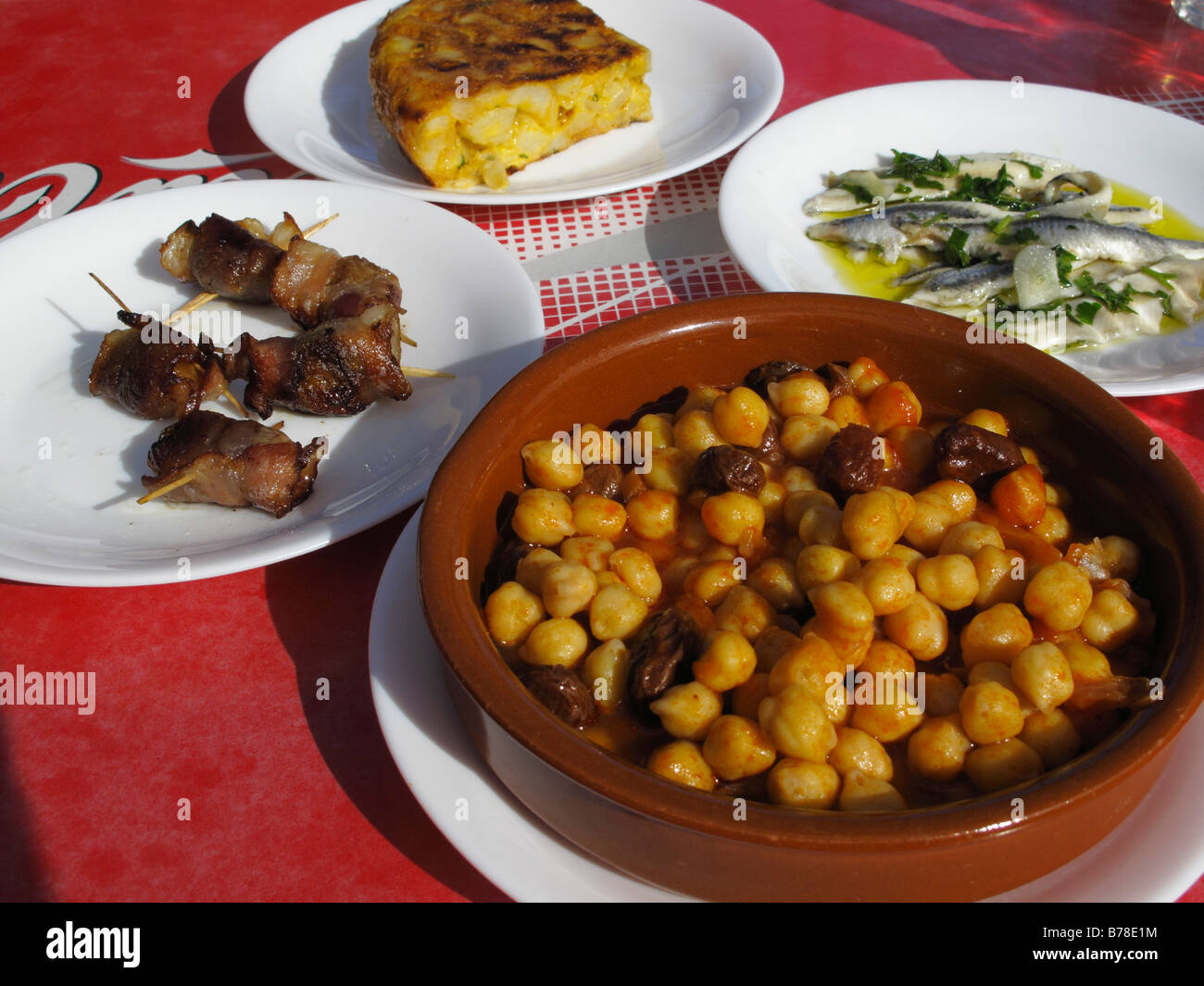 Tapas: chickpeas and other vegetable, La Gomera, Canary Islands, Spain, Europe Stock Photo