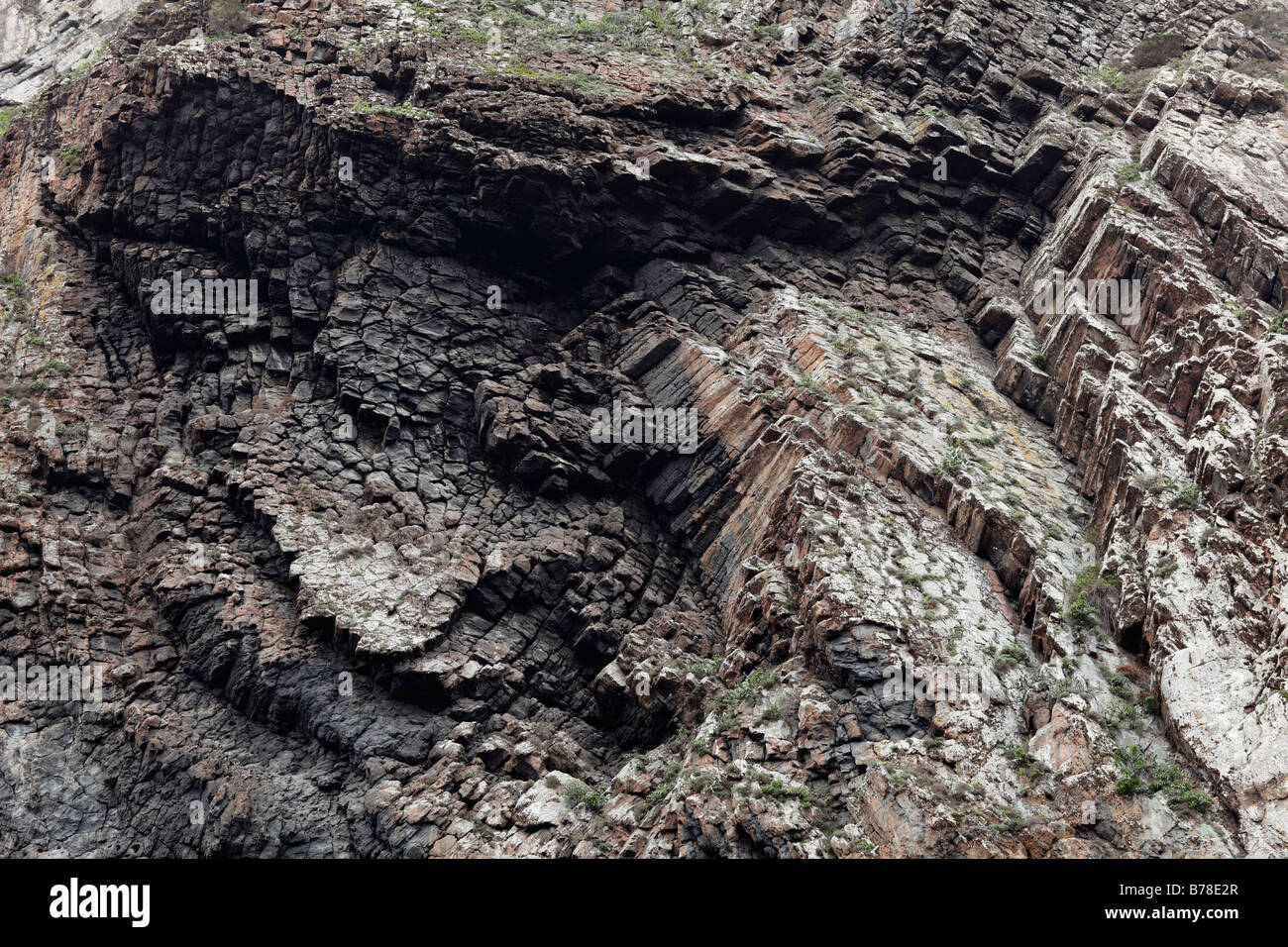 Basalt formation at the Roque Cano, Vallehermoso, La Gomera, Canary Islands, Spain, Europe Stock Photo