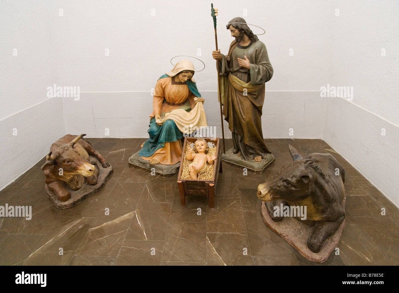 Nativity scene in Peniscola Church, Costa Dorada, Spain, Europe Stock Photo