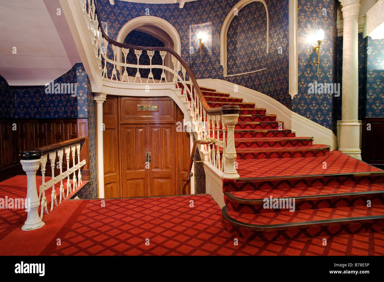 Staircase in an old hotel in Plymouth, Cornwall, Great Britain, Europe Stock Photo