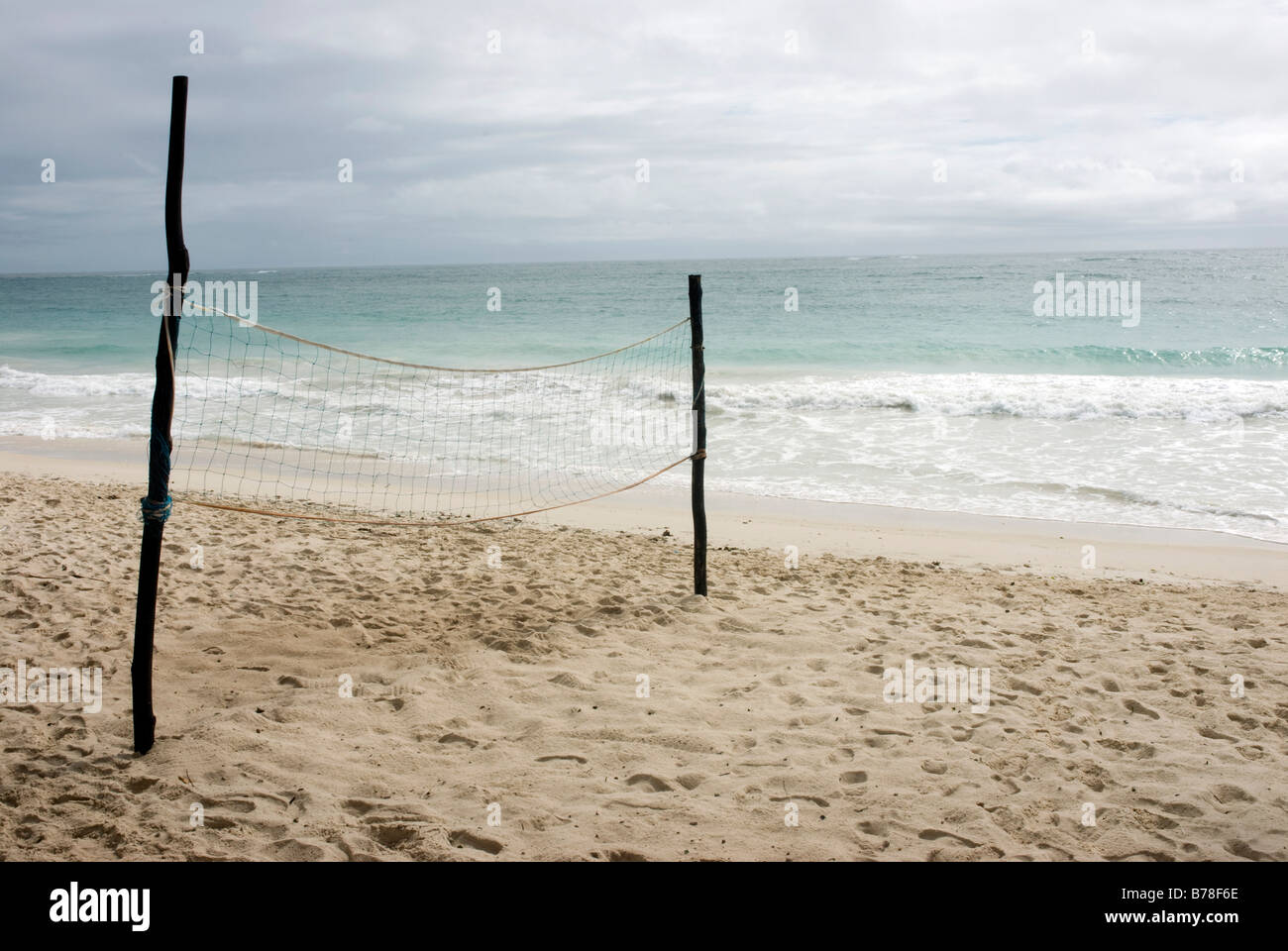 Volleyball Net on Beach Stock Photo