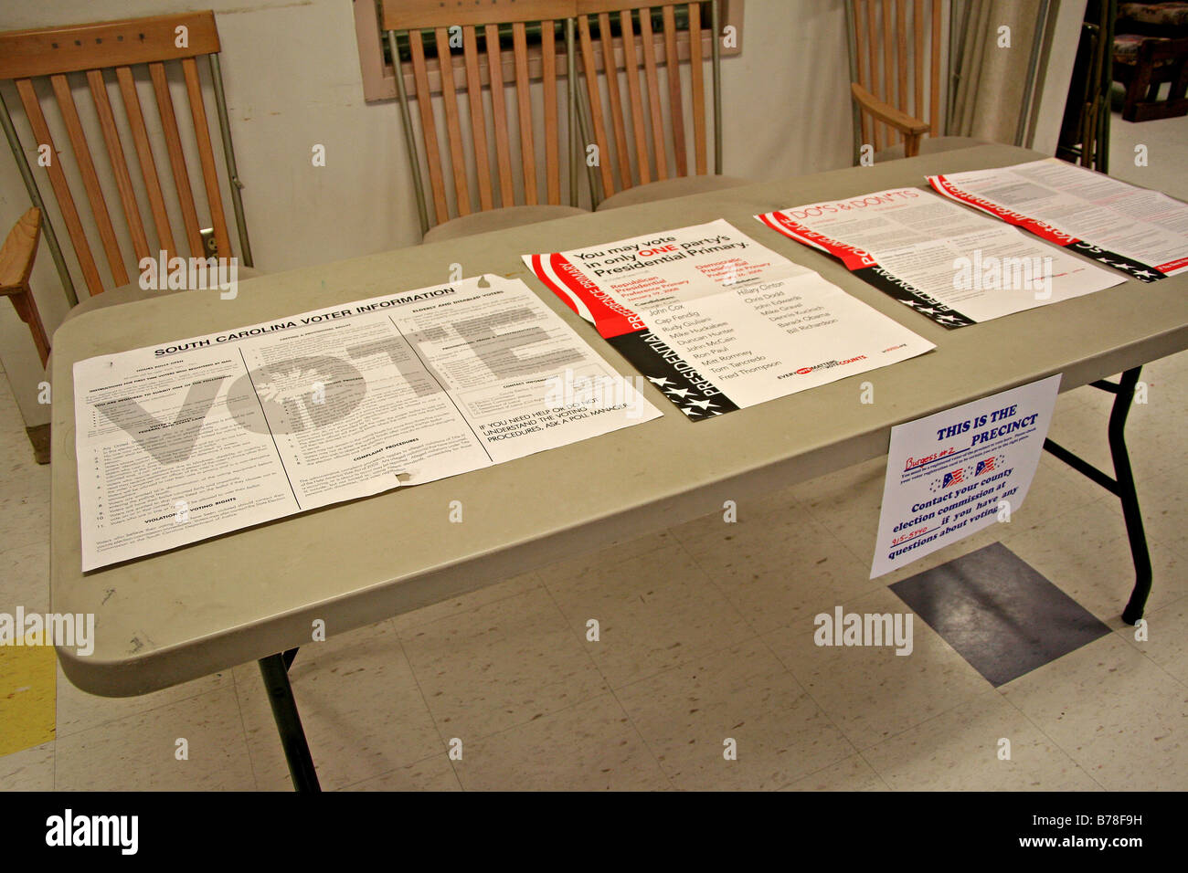 Voter information at Horry County Precinct South C Carolina 2008 Stock Photo