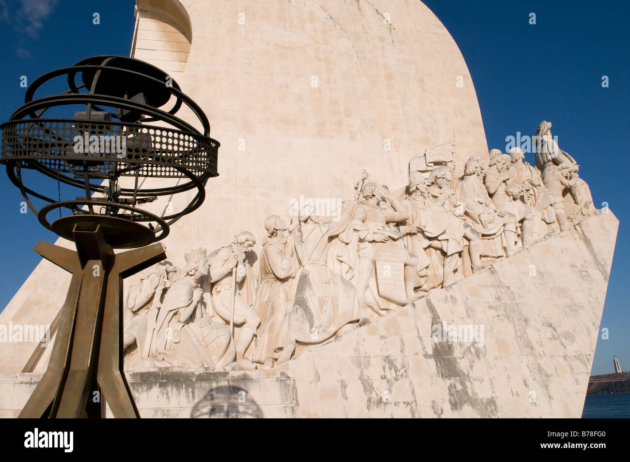 A view of The Statue of the Explorers also known as the Monument to the Discoveries in Lisbon Portugal Stock Photo