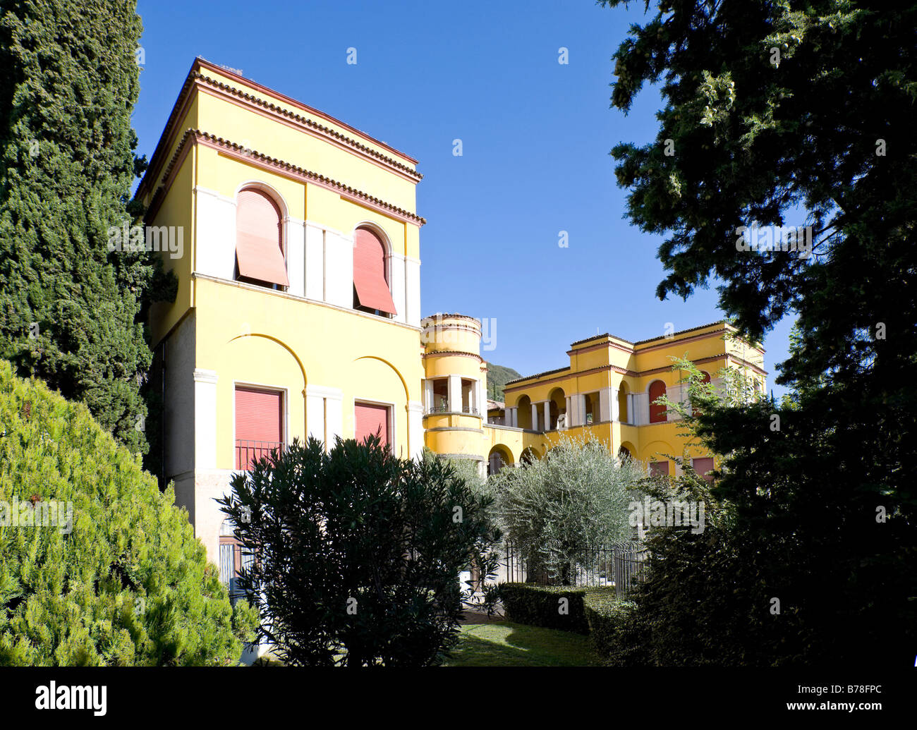 Archive and library at the Vittoriale degli Italiani, Italian victory monument, property of the Italian poet Gabriele D'Annunzi Stock Photo