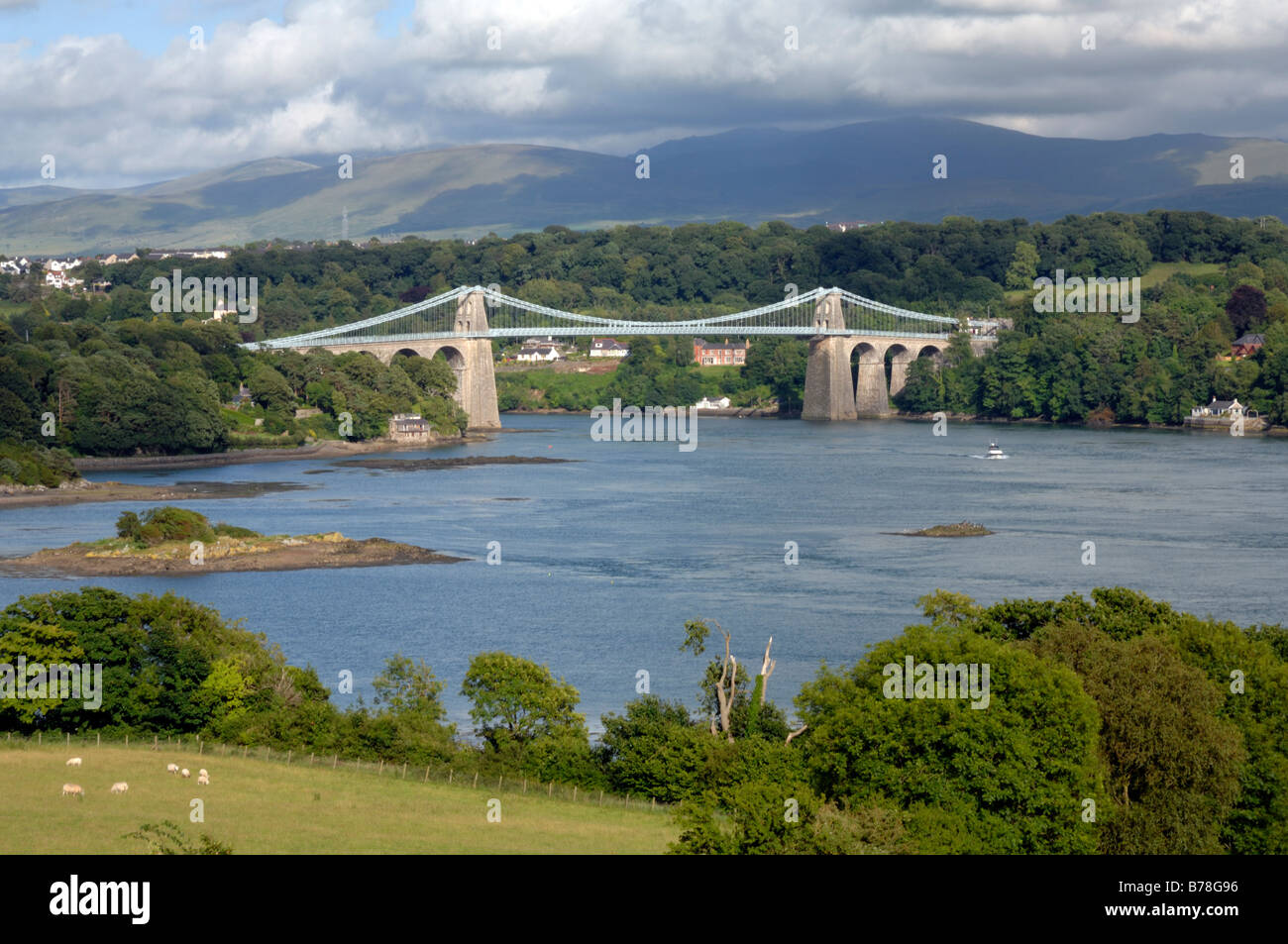 Menai Suspension Bridge Anglesey Wales UK Europe Stock Photo Alamy