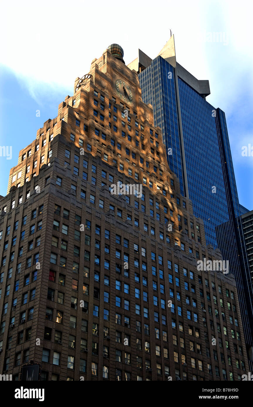 Multistory buildings, old and new, New York City, USA Stock Photo