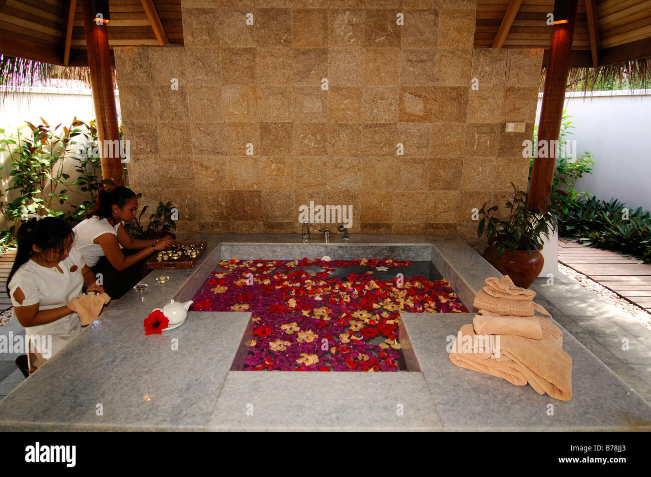 Flower petals bath, Aquum Spa, Full Moon Resort, The Maldives, Indian
