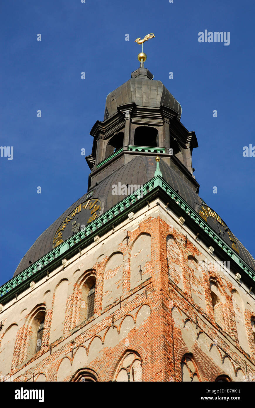 Steeple of the Cathedral, Doma baznica, in the historic town centre, Vecriga, Riga, Latvia, Baltic states, Northeastern Europe Stock Photo