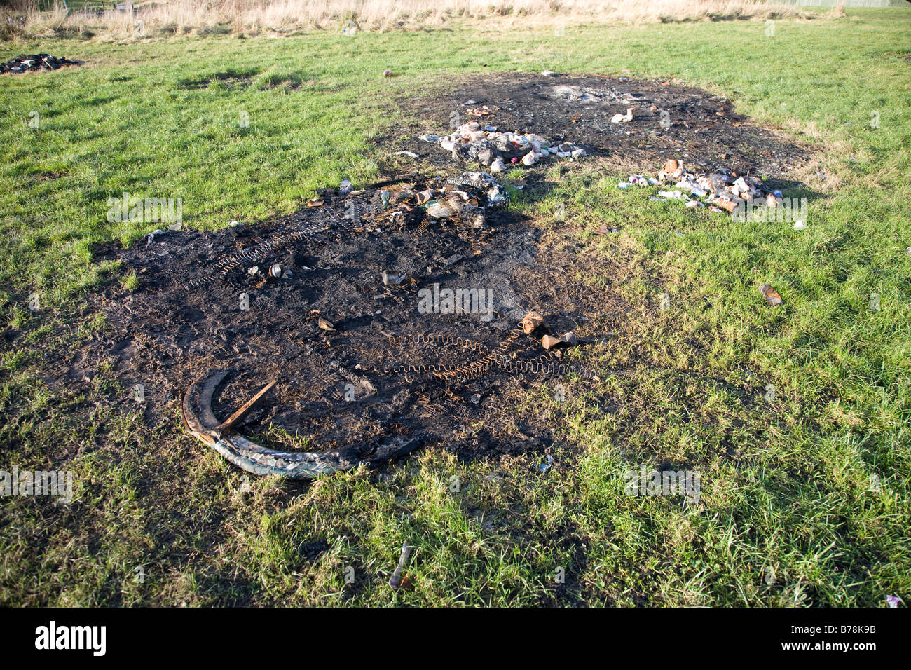 burned grass after a bonfire Stock Photo Alamy