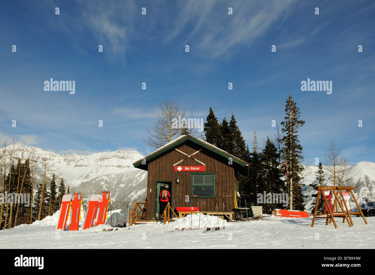 Ski patrol in the ski region Telluride in Colorado, USA, North America Stock Photo