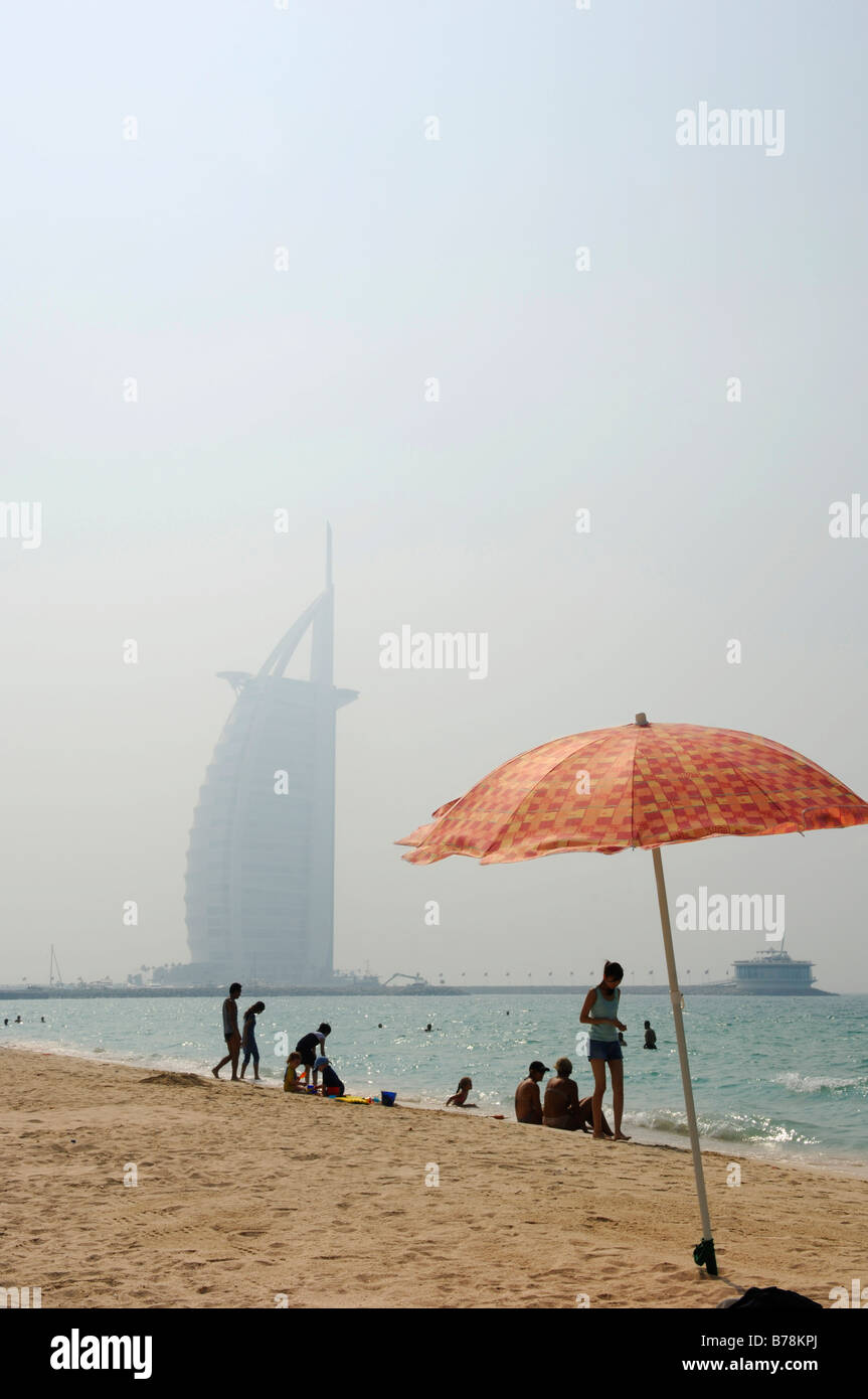 Jumeirah Beach, Burj al Arab, Dubai, United Arab Emirates, Middle East Stock Photo