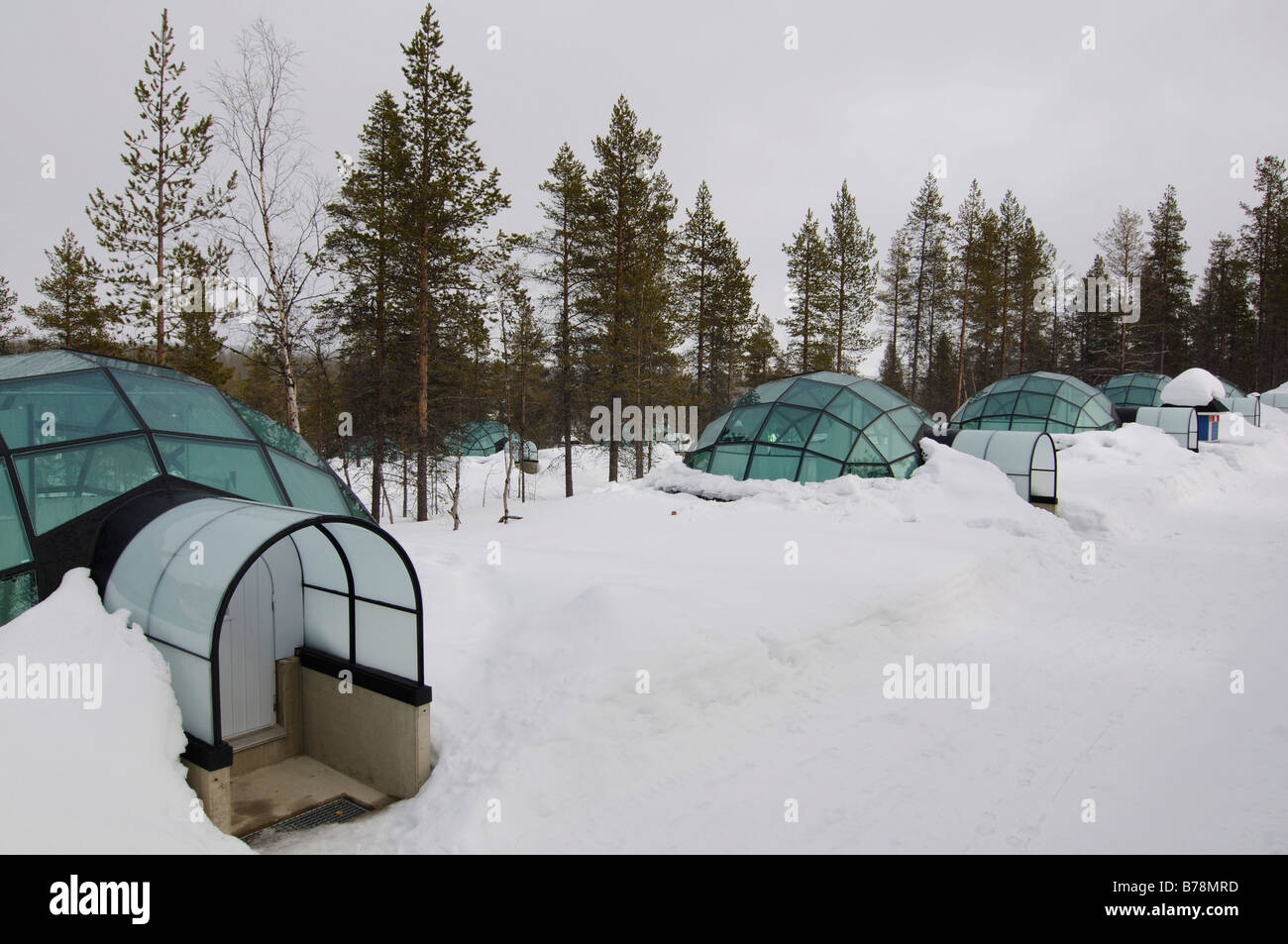 Glass igloo, Icehotel Kakslauttanen, Ivalo, Lapland, Finland, Europe