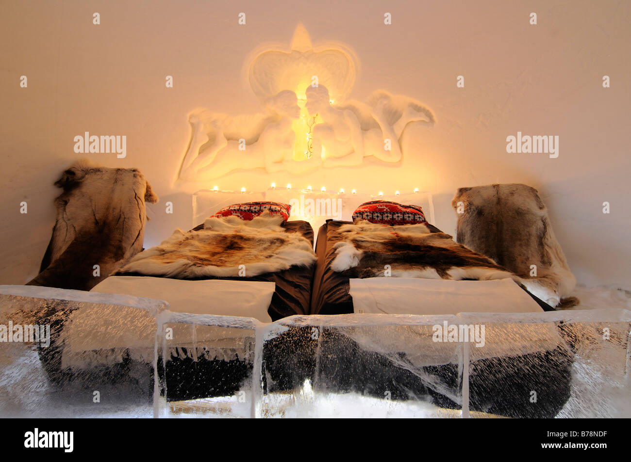 Honeymoon-room in an igloo, Snow Hotel, Kirkenes, Finnmark, Lapland, Norway, Scandinavia, Europe Stock Photo
