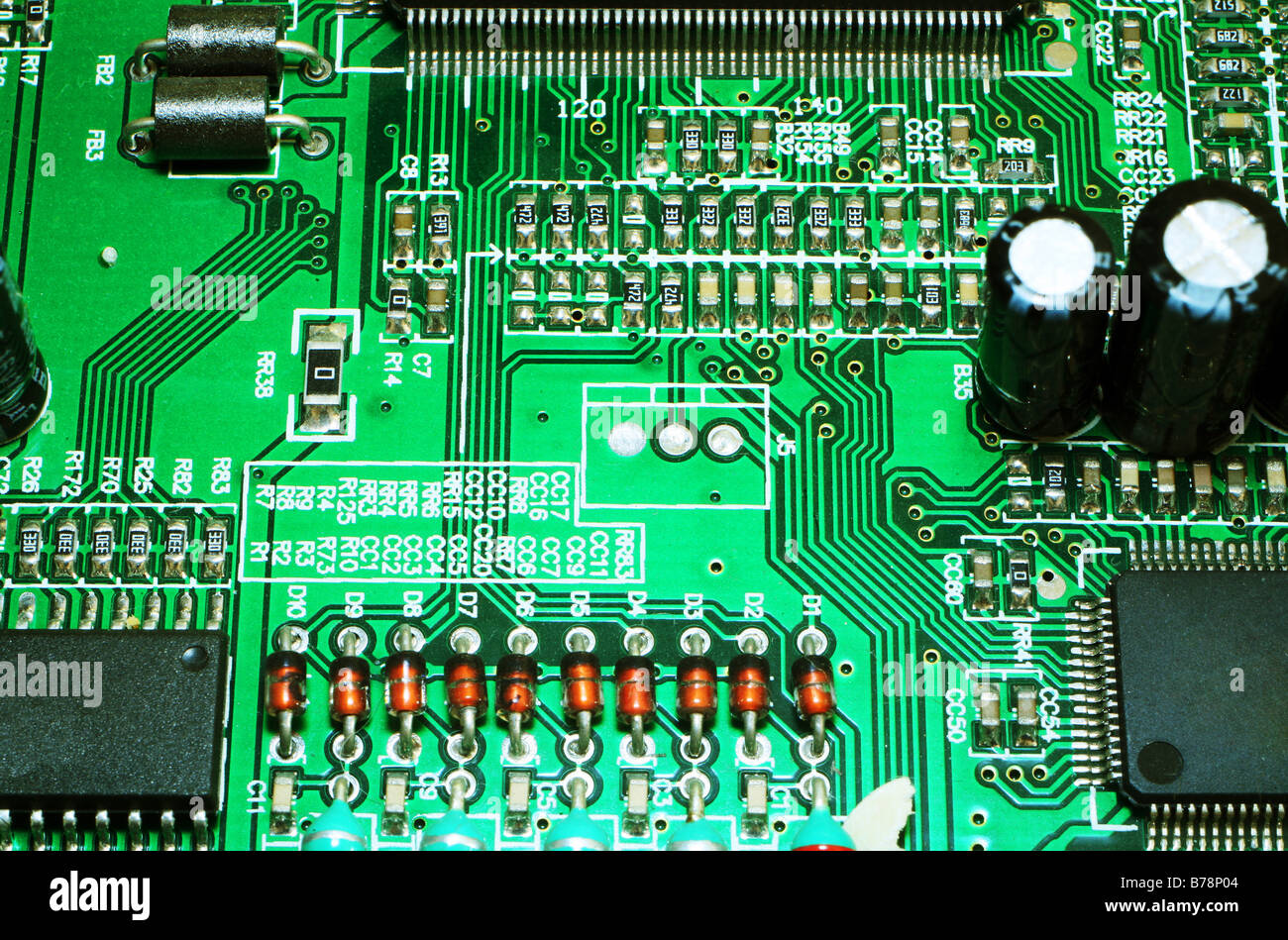 A circuit board from inside a DVD player,extreme macro Stock Photo - Alamy