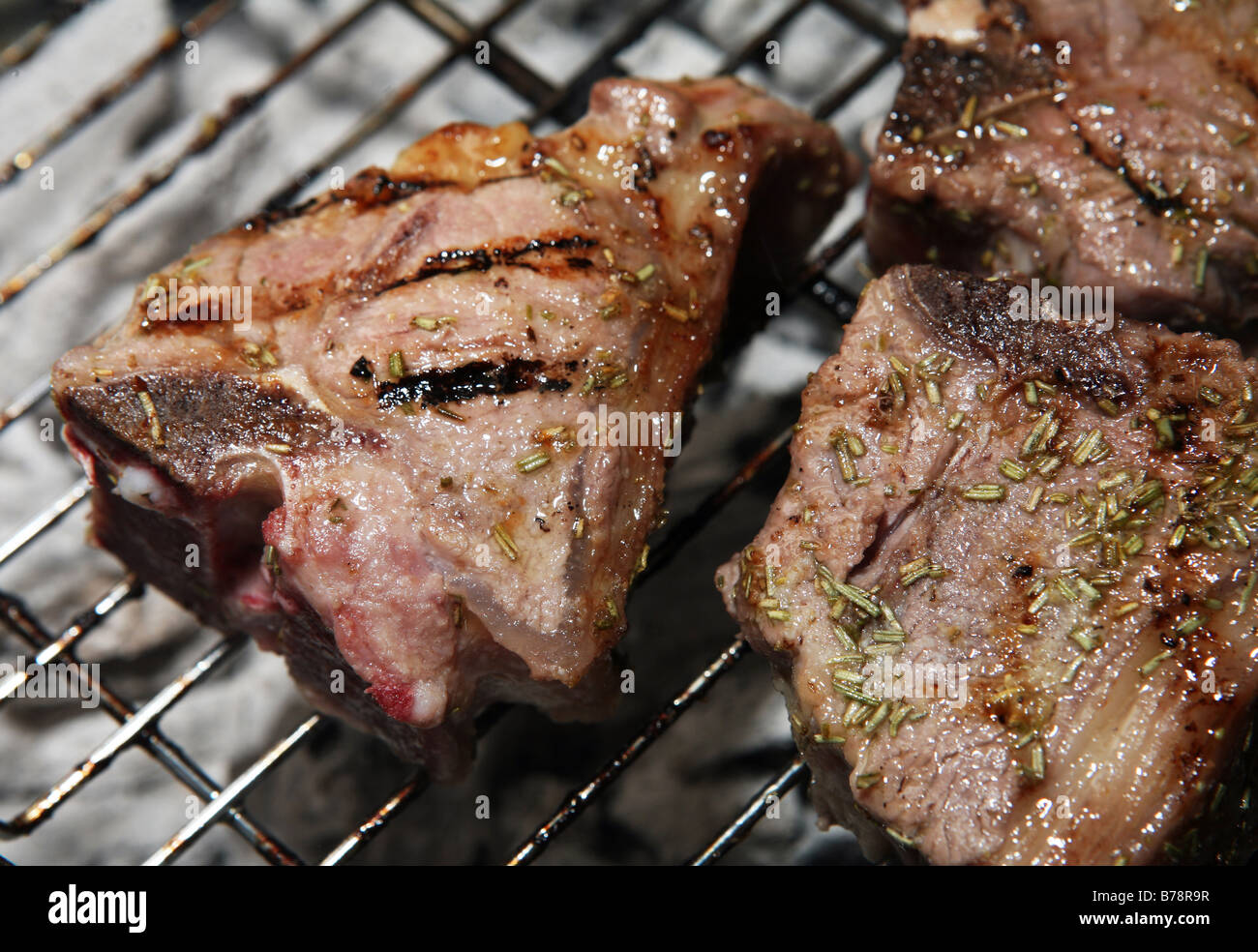 Lamb chops on a barbecue Stock Photo Alamy