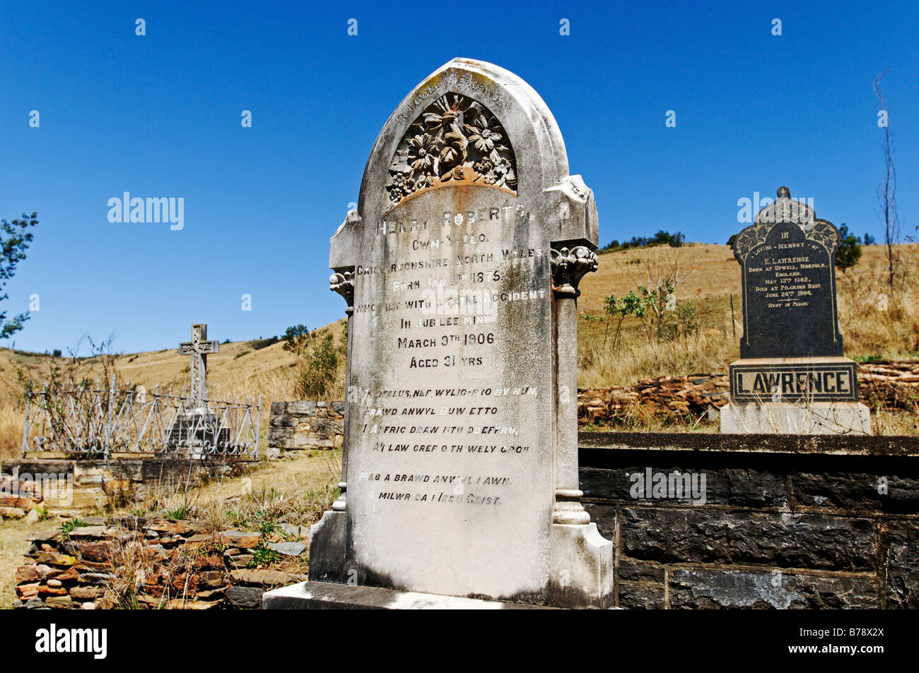 Cemetery in the former gold digger town Pilgrim's Rest, Mpumalanga, South Africa, Africa Stock Photo