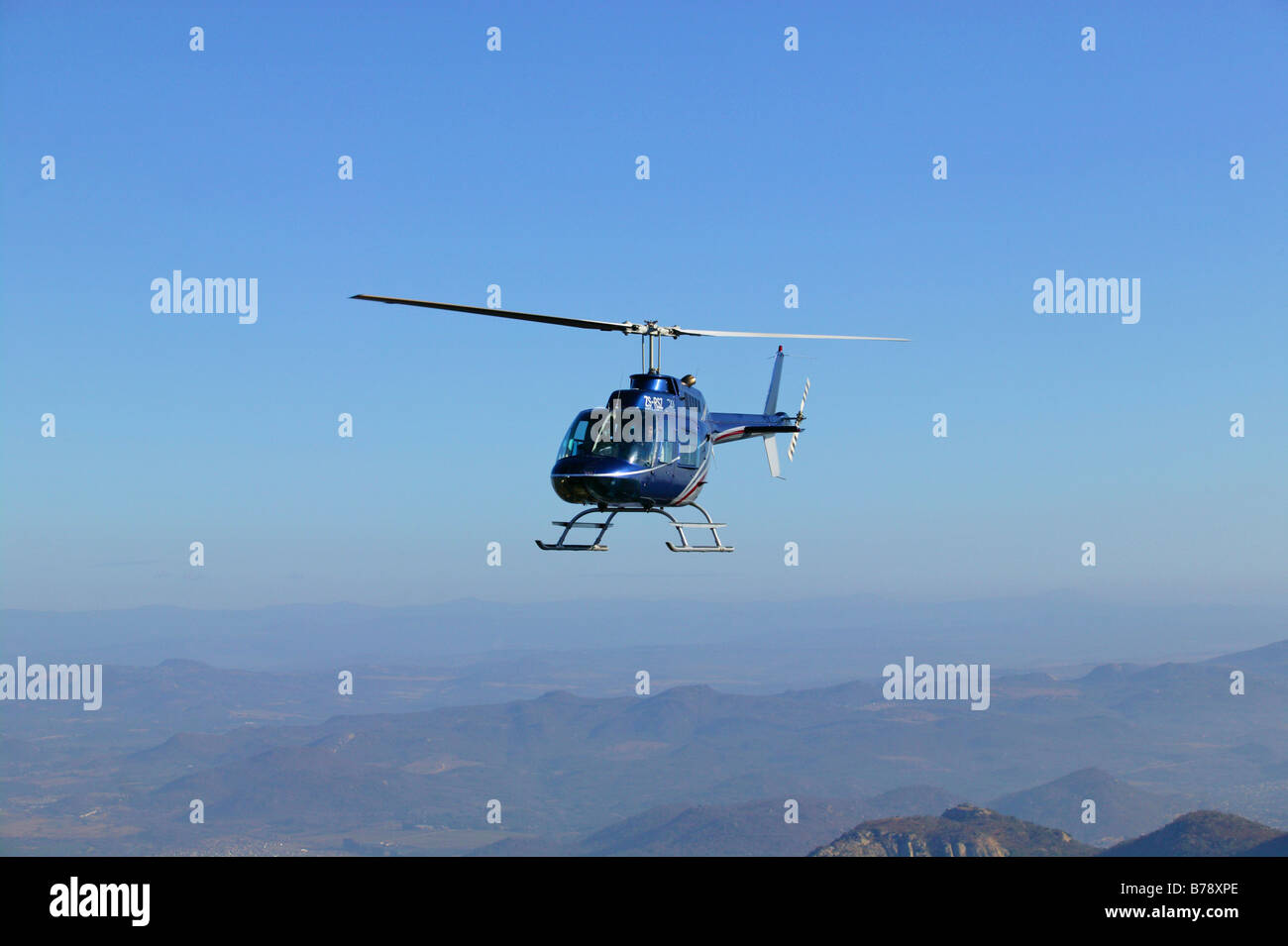 Scenic view of a helicopter flying over the Lowveld Stock Photo