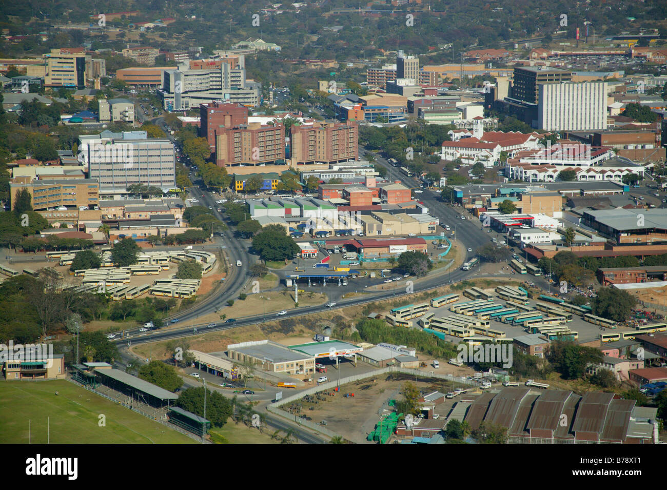An aerial view of the Nelspruit town centre Stock Photo