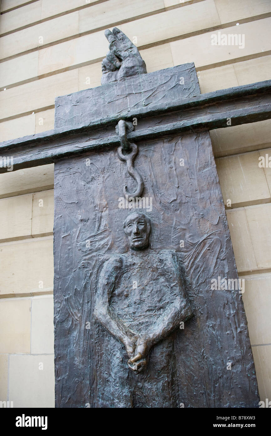 Monument to Eugen Bolz by Alfred Hrdlicka, Koenigsbau building, Stuttgart, Baden-Wuerttemberg, Southern Germany, Europe Stock Photo