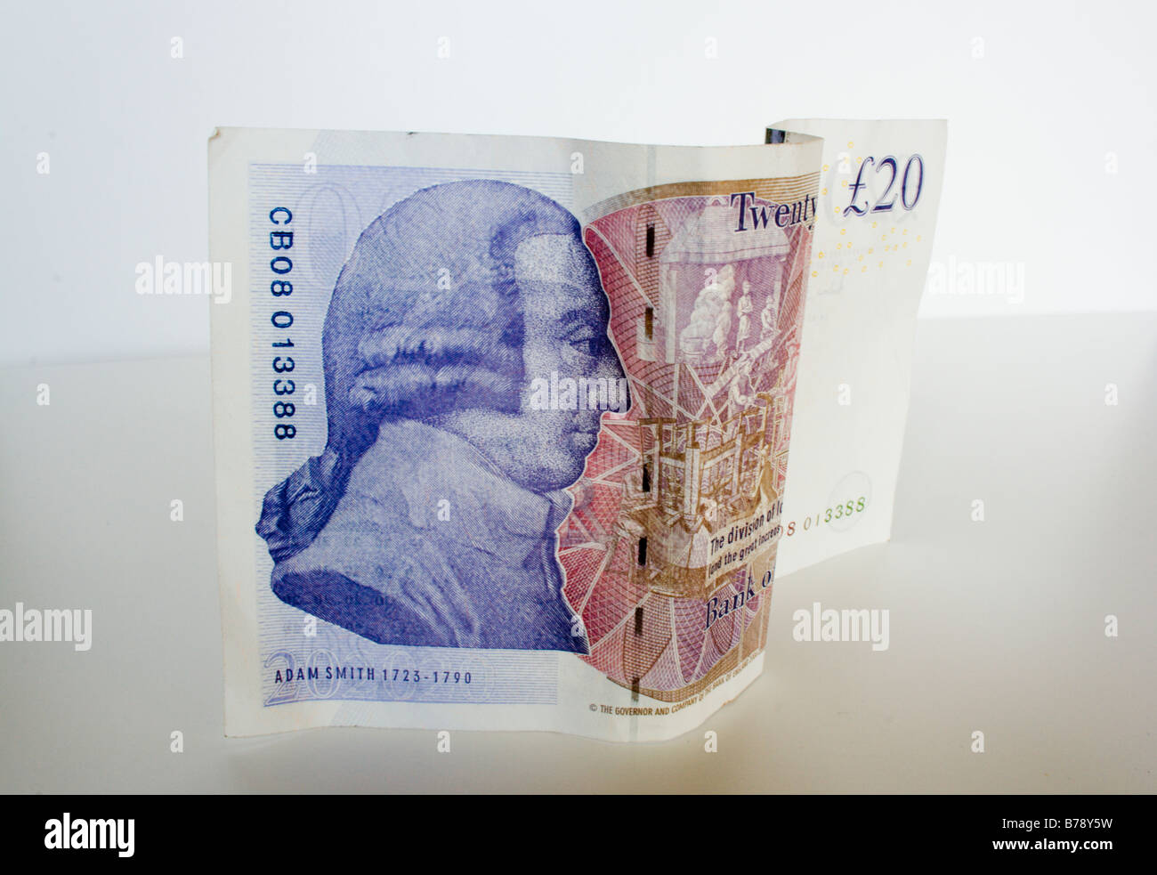 £20 sterling note showing 'Adam Smith' famous Scottish economist / philosopher Stock Photo