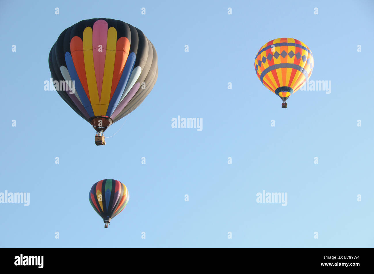 Hot air balloons in the air at the Dansville Balloon Festival, NY USA
