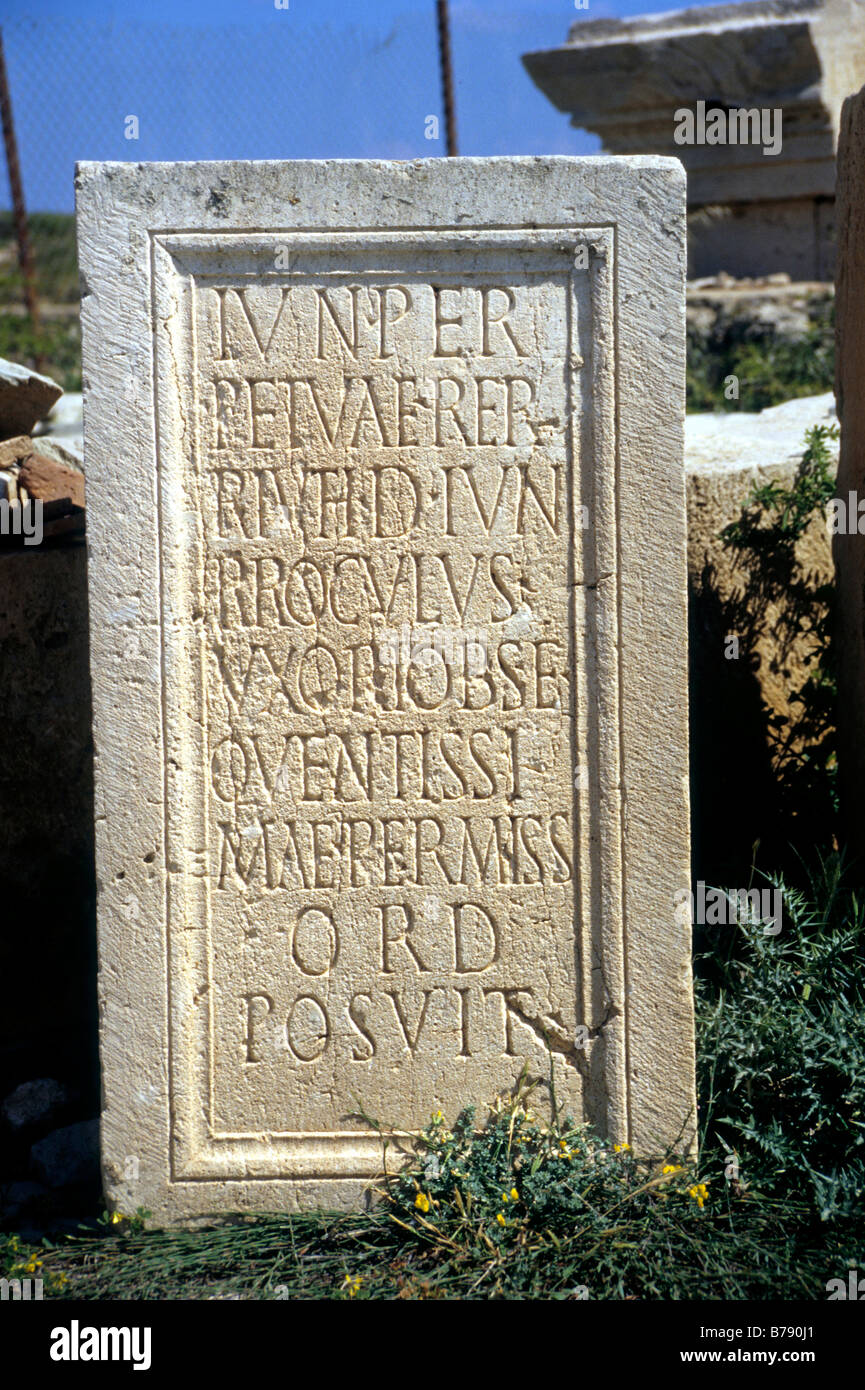 Roman ruins at Leptis Magna Stock Photo