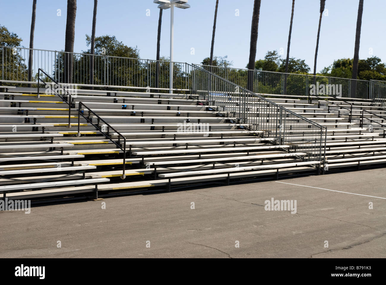 Empty bleachers during the daytime before an event Stock Photo