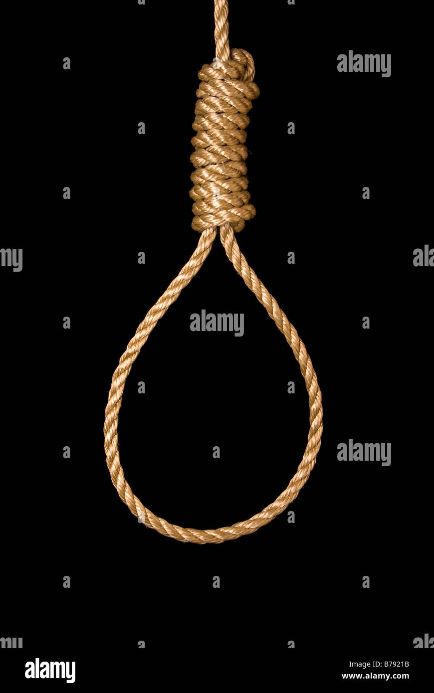 An execution and suicide noose isolated on black Stock Photo