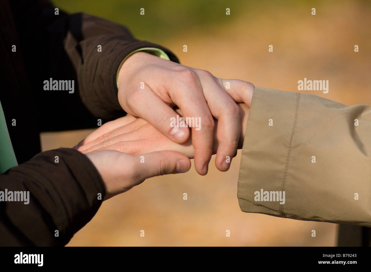 A young couple is holding hands in park Stock Photo - Alamy