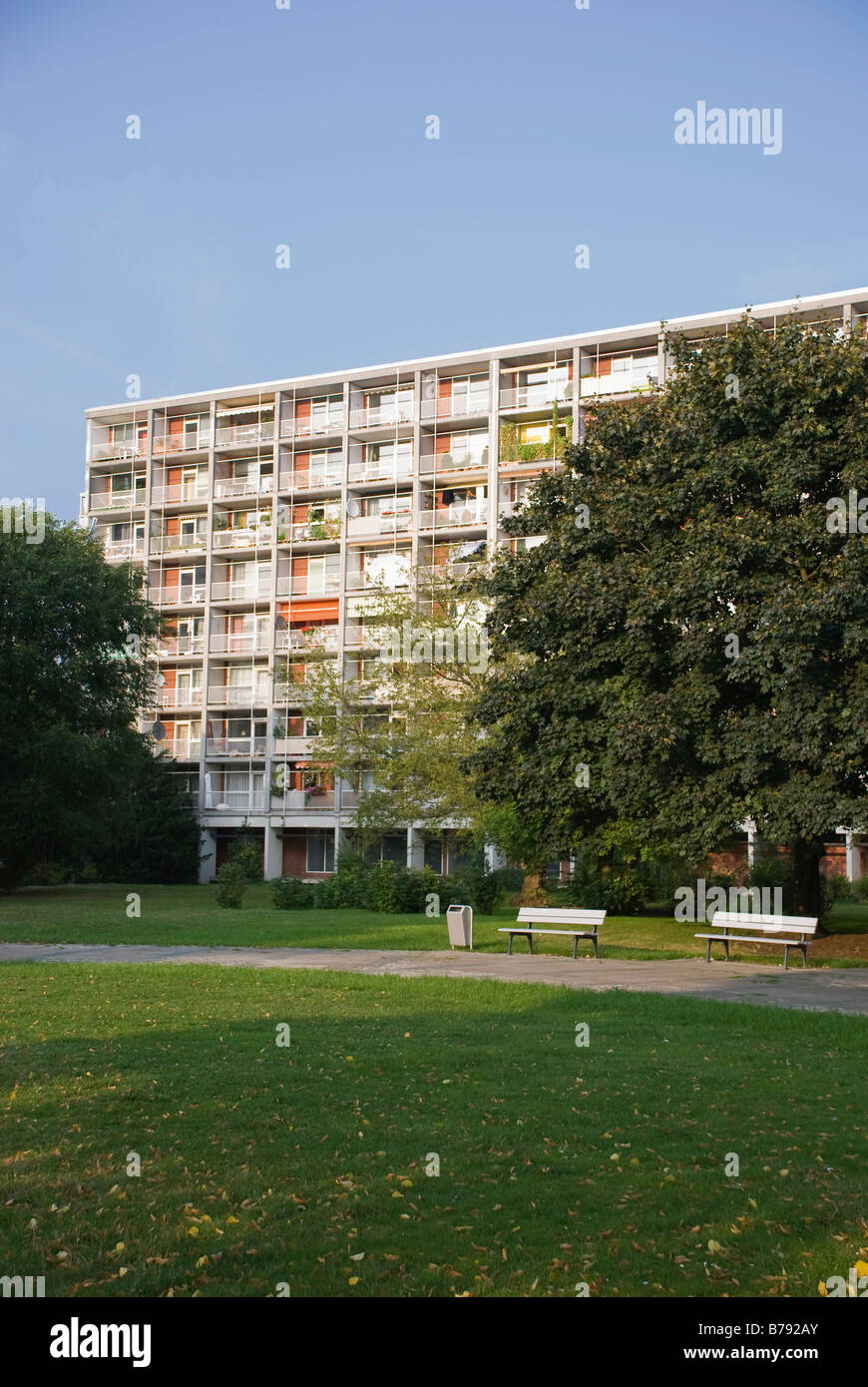 Germany, Berlin, housing stock and park Stock Photo Alamy