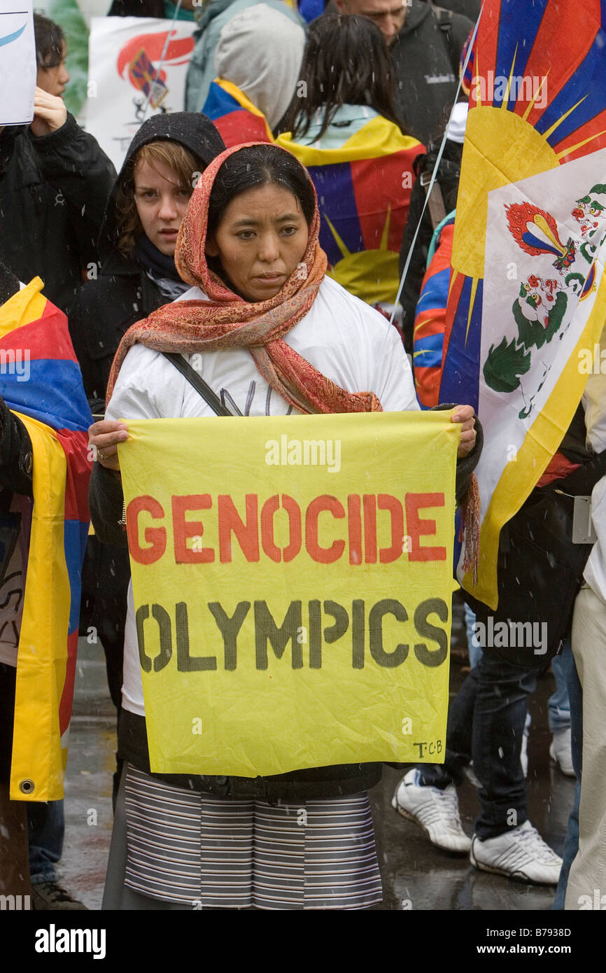 Protesters at London Olympic Torch Relay Stock Photo Alamy