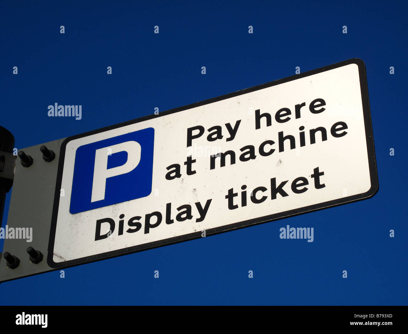 Pay and display parking sign Stock Photo