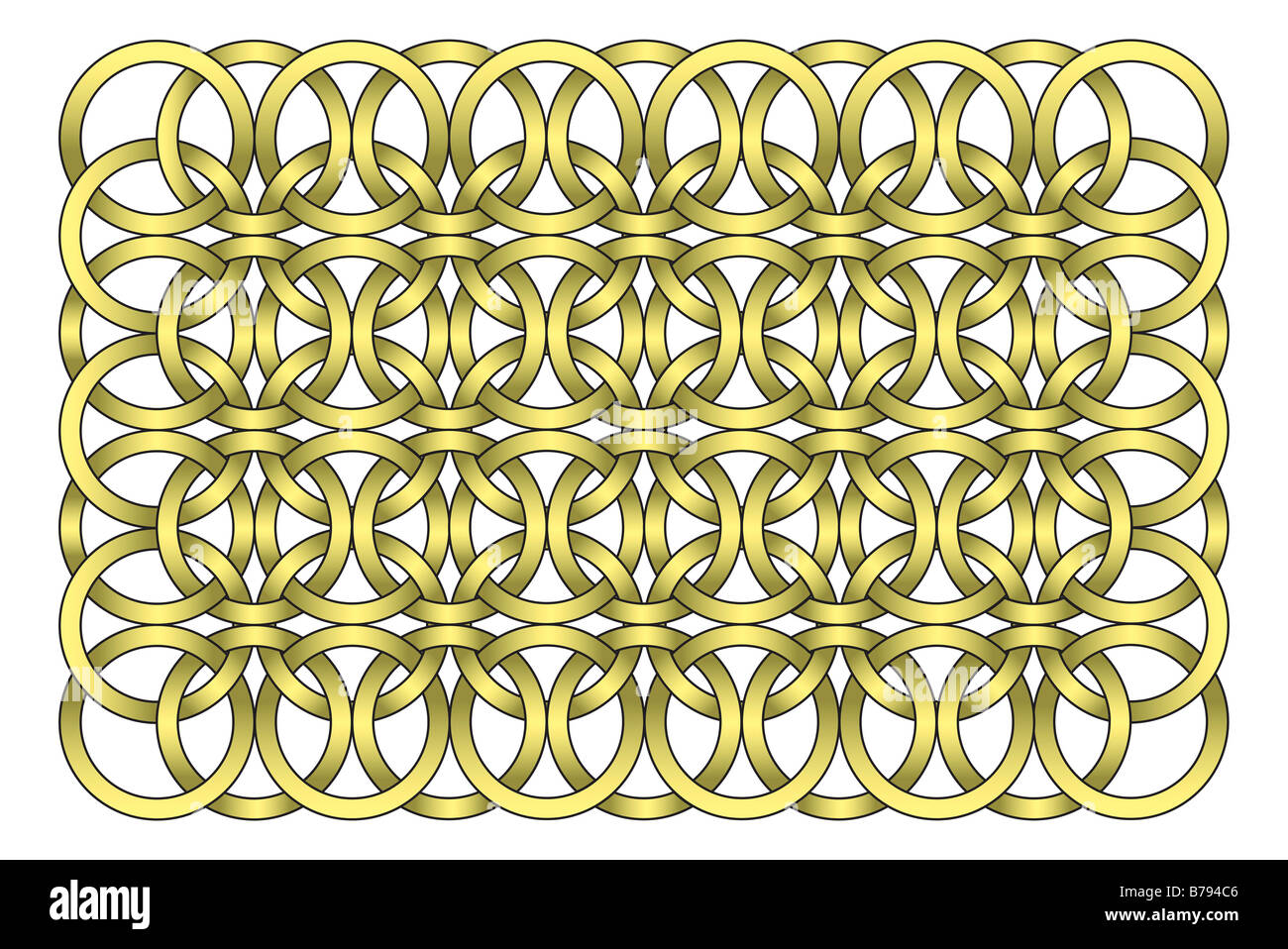 Decorative golden chain link illustration isolated on white Stock Photo