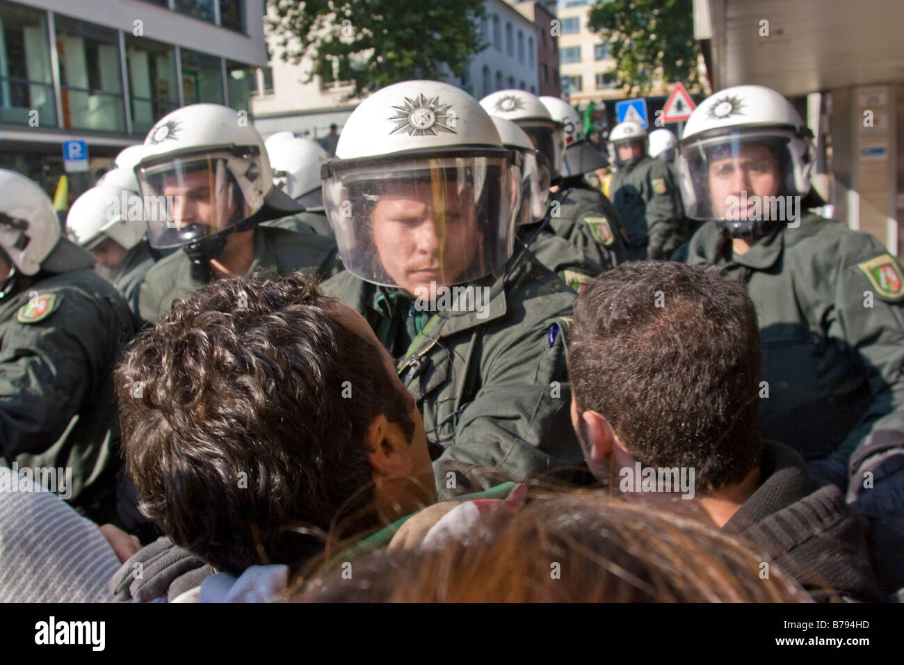 Anti nazi demonstration against Nazi meeting in Cologne, Germany Stock Photo