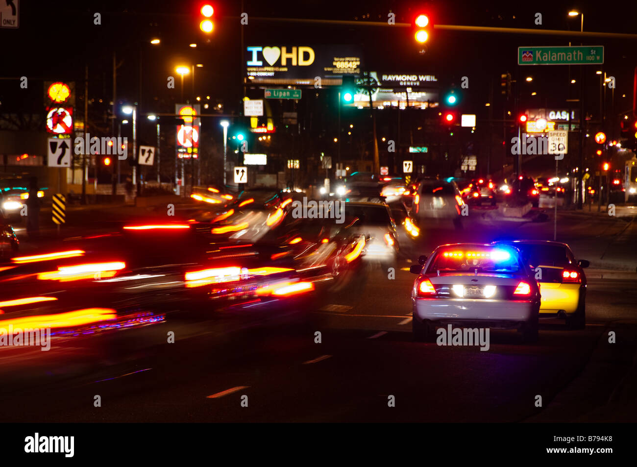 Car stopped at traffic light hi-res stock photography and images - Alamy